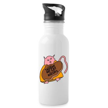 Grandma Taught My Cat How To Make Biscuits - Water bottle with straw - white - Right