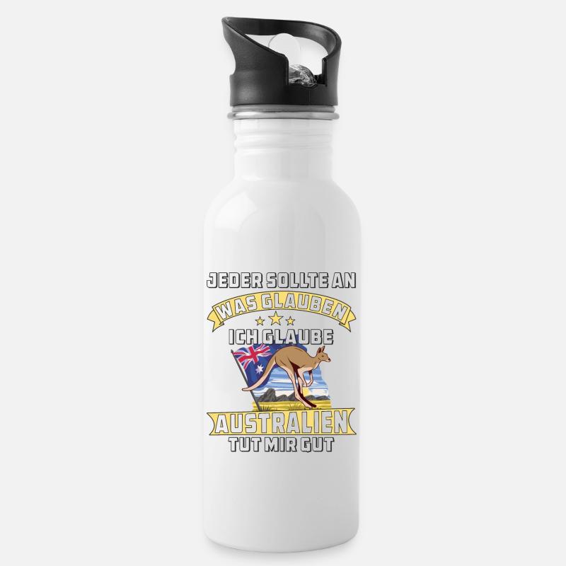 AUSTRALIEN TUT MIR GUT - Trinkflasche mit integriertem Trinkhalm - Weiß