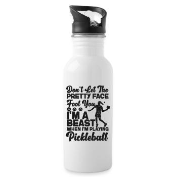 Pickleball Girl Ladies Don't Let - Water bottle with straw - white - Right