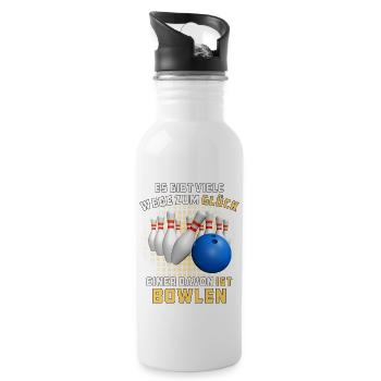 GLÜCK IST BOWLEN - Trinkflasche mit integriertem Trinkhalm - Weiß - Rechts