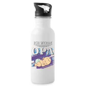 ICH WERDE OPA - Trinkflasche mit integriertem Trinkhalm - Weiß - Rechts