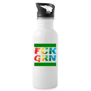 Gegen die Grünen - Trinkflasche mit integriertem Trinkhalm - Weiß - Rechts