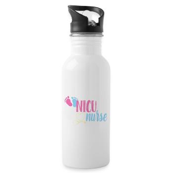 NICU Nurse Gift for Women - Water bottle with straw - white - Right