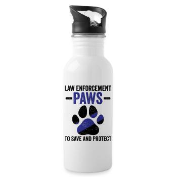 Polizeibeamter Polizeihund - Trinkflasche mit integriertem Trinkhalm - Weiß - Rechts