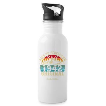 Perfekt gealtert 1942 Original - Trinkflasche mit integriertem Trinkhalm - Weiß - Rechts