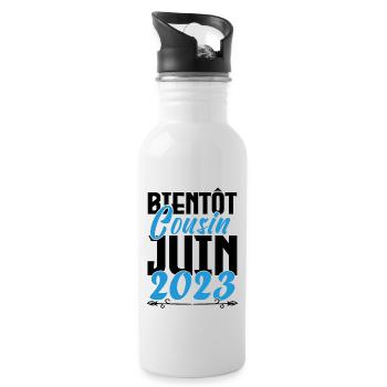 Cadeau Annonce grossesse bientôt Cousin Juin 2023. - Gourde avec paille intégrée - blanc - Droite