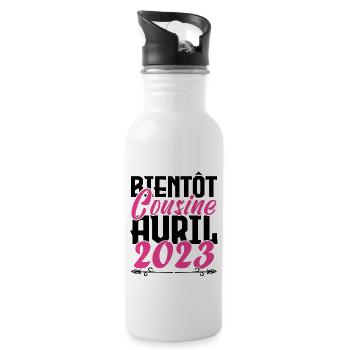 Annonce grossesse. bientôt Cousine Avril 2023. - Gourde avec paille intégrée - blanc - Droite