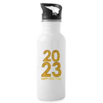 Happy New Year 2023 - Men Women New Years Eve - Water bottle with straw - white - Right