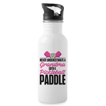Pickleball Grandma Never - Water bottle with straw - white - Right