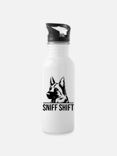 Polizeibeamter Polizeihund - Trinkflasche mit integriertem Trinkhalm - Weiß