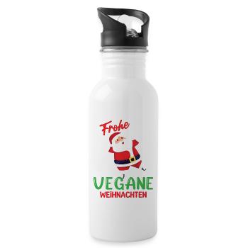 Frohe vegane Weihnachten - Trinkflasche mit integriertem Trinkhalm - Weiß - Rechts