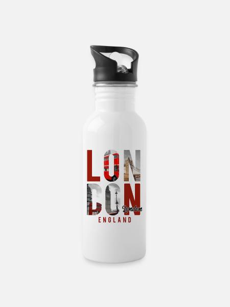 London Town - Water bottle with straw - white