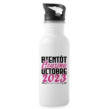 Annonce grossesse. bientôt Cousine Octobre 2023. - Gourde avec paille intégrée - blanc - Droite