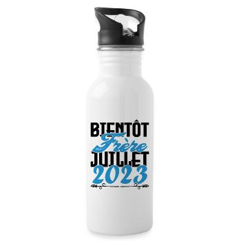 Annonce grossesse. bientôt Frère Juillet 2023. - Gourde avec paille intégrée - blanc - Droite