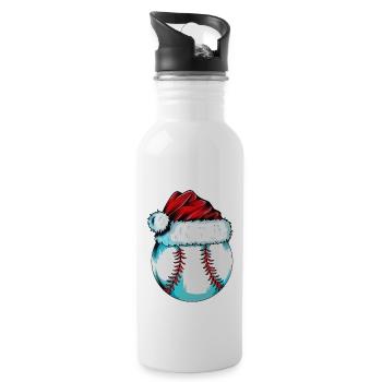 Baseballer X-Mas Outfit Baseballspieler Baseball - Trinkflasche mit integriertem Trinkhalm - Weiß - Rechts