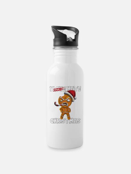 I Love... I hate Christmas cookies at Christmas - Water bottle with straw - white