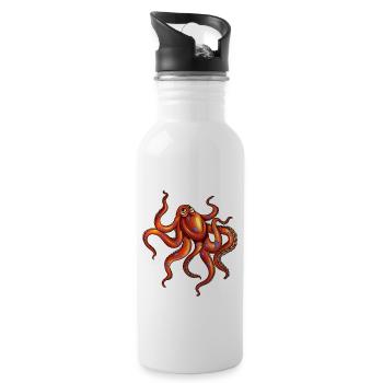 Tauchender Tintenfisch Oktopus Fan Kraken Design - Trinkflasche mit integriertem Trinkhalm - Weiß - Rechts