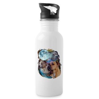 3 Moon Pitbull Dog Lover Cool Animal Pet Novelty - Gourde avec paille intégrée - blanc - Droite