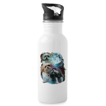 3 Moon Shih Tzu Dog Lover Cool Animal Pet Novelty - Gourde avec paille intégrée - blanc - Droite