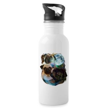 3 Moon Pug Dog Lover Cool Animal Pet Novelty Pun - Gourde avec paille intégrée - blanc - Droite