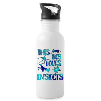 Ce garçon aime les insectes - Gourde avec paille intégrée - blanc - Droite