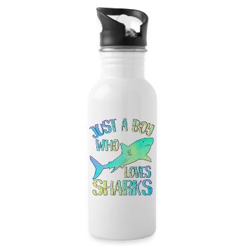 Juste un garçon qui aime les requins - Gourde avec paille intégrée - blanc - Droite