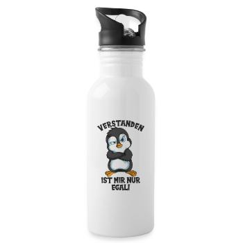 Ich habe das verstanden ist mir nur egal Pinguin - Trinkflasche mit integriertem Trinkhalm - Weiß - Rechts