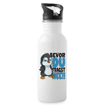 Bevor du fragst nee mir egal Pinguine - Trinkflasche mit integriertem Trinkhalm - Weiß - Rechts