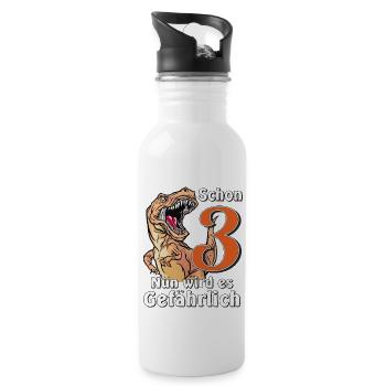 GEBURTSTAG Schon 3 - Trinkflasche mit integriertem Trinkhalm - Weiß - Rechts
