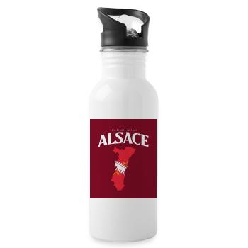Fier de mes Racines Alsace Rouge - Gourde avec paille intégrée - blanc - Droite