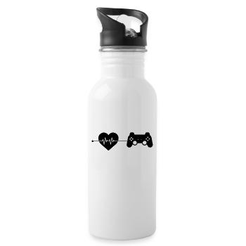 gaming heartbeat - Water bottle with straw - white - Right