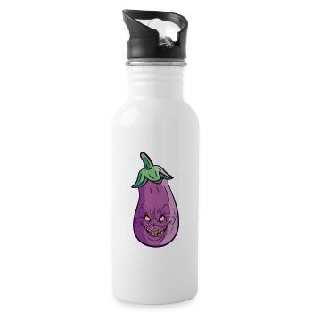Halloween Auberginenmonster Gesundes Essen - Trinkflasche mit integriertem Trinkhalm - Weiß - Rechts