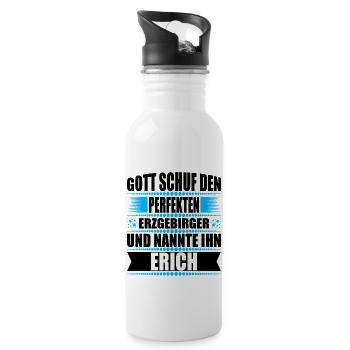 Erzgebirge Mann Namen Sachsen Erich - Trinkflasche mit integriertem Trinkhalm - Weiß - Rechts
