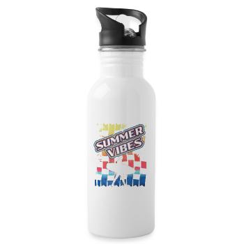 summer vibes Summer Sun Beach - Water bottle with straw - white - Right