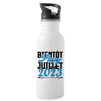 Cadeau Annonce grossesse bientôt Papy Juillet 2023 - Gourde avec paille intégrée - blanc - Droite