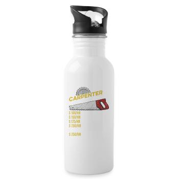 Zimmermann Stundensatz Lustige Holzbearbeitung Zimmermann - Trinkflasche mit integriertem Trinkhalm - Weiß - Rechts