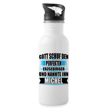 Erzgebirge Mann Namen Sachsen Michel - Trinkflasche mit integriertem Trinkhalm - Weiß - Rechts