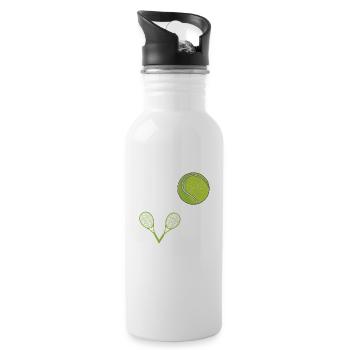 Liebe Tennisfans Spieler Trainer Sport Schläger - Trinkflasche mit integriertem Trinkhalm - Weiß - Rechts