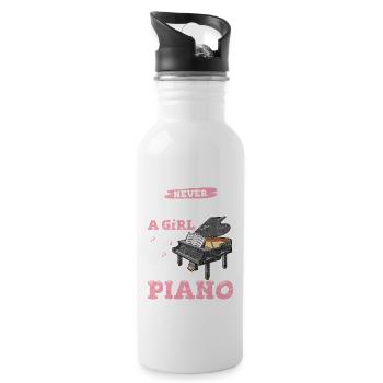 Music Piano Player Pianist Keyboardist Keyboard Pl - Trinkflasche mit integriertem Trinkhalm - Weiß - Rechts