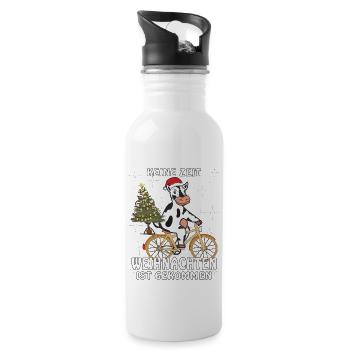 KUH FAHRRAD WEIHNACHTEN IST GEKOMMEN - Trinkflasche mit integriertem Trinkhalm - Weiß - Rechts