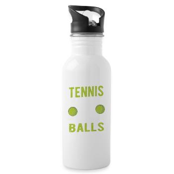 Blagues d’entraîneur de passionnés de sport: joueur de tennis - Gourde avec paille intégrée - blanc - Droite