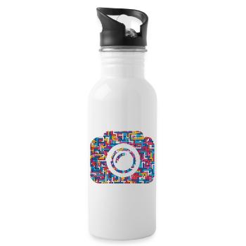 Kamera Fotokamera Linse - Trinkflasche mit integriertem Trinkhalm - Weiß - Rechts