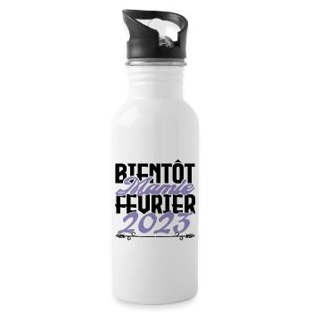 Annonce grossesse. bientôt Mamie Février 2023. - Gourde avec paille intégrée - blanc - Droite