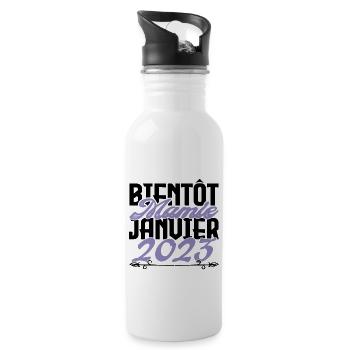 Annonce grossesse. bientôt Mamie Janvier 2023. - Gourde avec paille intégrée - blanc - Droite