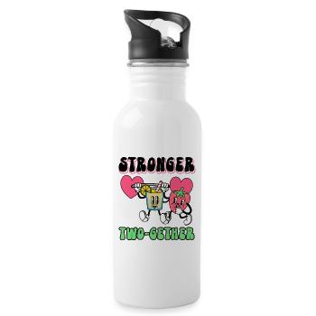 Valentines Couple Stronger Together Lifetime - Water bottle with straw - white - Right