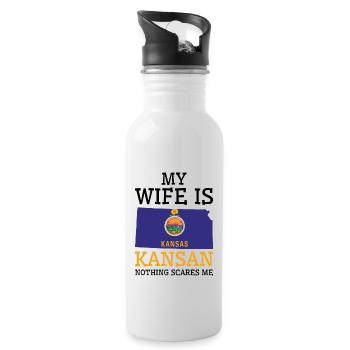 Rien ne me fait peur Kansan femme Kansas - Gourde avec paille intégrée - blanc - Droite