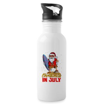 Surfer Weihnachten im Urlaub Strandoutfit Freizeit - Trinkflasche mit integriertem Trinkhalm - Weiß - Rechts