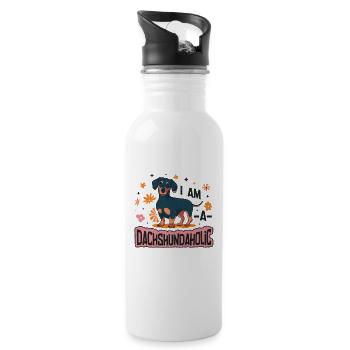 Im A Dachshundaholic, Dachshund. - Water bottle with straw - white - Right