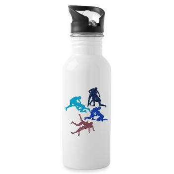 Grappling Martial Arts Wrestling - Trinkflasche mit integriertem Trinkhalm - Weiß - Rechts