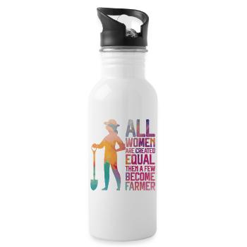 Farming Farmer Girl Female - Water bottle with straw - white - Right